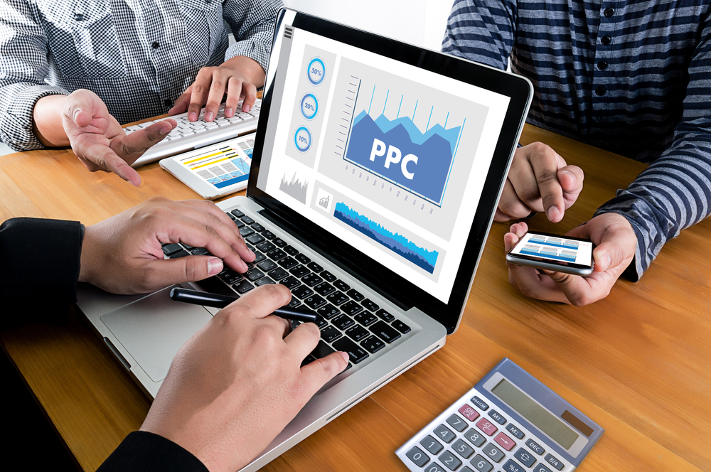 PPC - Pay Per Click concept Businessman working concept